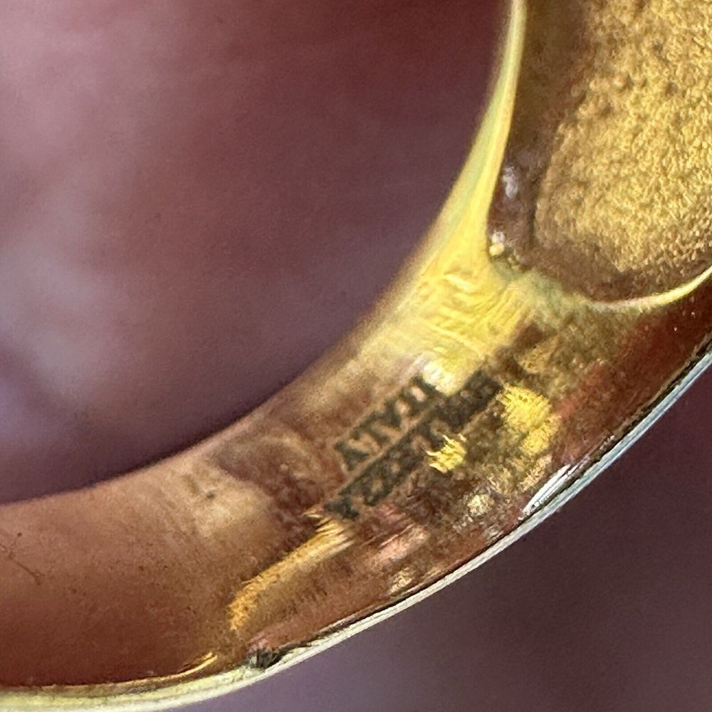 VTG Bellezza‎ Statement Ring Sz 5 Black Spinel Cross Yellow Gold Plated Filigree - Picture 7 of 12